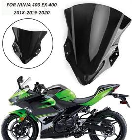 img 3 attached to 🛵 Черный лобовое стекло мопеда Scooter WindScreen Wind Deflectors Double Bubble, совместимый с Kawasaki Ninja 400 EX400 2018-2019