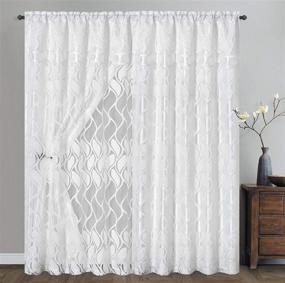 img 4 attached to 🪟 Light Grace Window Curtain Panel Drape - Clipped Voile, Voile Jacquard with Double Valance and Taffeta Backing - Set of 2, 54" W x 84" L + Valance (Snow)