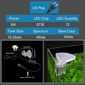 img 3 attached to 🐠 Senzeal M3 Aquarius Aquarium Fish Tank Light: 5W 12 LED Fan-Shaped Clip Lamp for 4-10 Inch Fish Tanks with 600LM White Lighting