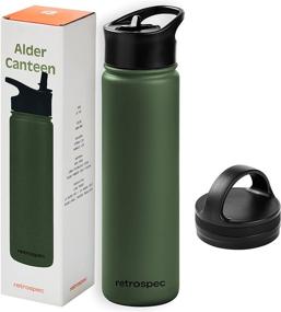 img 4 attached to 🍶 Retrospec Alder Insulated Water Bottle - Straw Lid & Handle Cap - Stainless Steel Wide Mouth Double-Wall Vacuum Insulated Thermos - BPA Free Leakproof Canteen