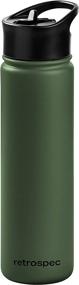 img 2 attached to 🍶 Retrospec Alder Insulated Water Bottle - Straw Lid & Handle Cap - Stainless Steel Wide Mouth Double-Wall Vacuum Insulated Thermos - BPA Free Leakproof Canteen