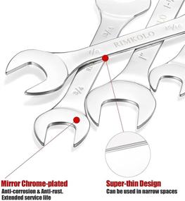img 1 attached to 🔧 RIMKOLO 7-комплект инструмента супертонких открытых гаечных ключей SAE: 3/8" до 1-1/4" из хром-ванадиевой стали в рулоне