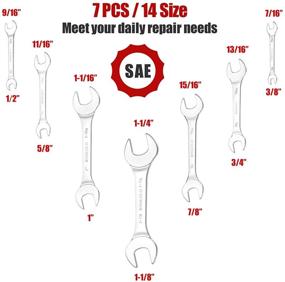 img 3 attached to 🔧 RIMKOLO 7-комплект инструмента супертонких открытых гаечных ключей SAE: 3/8" до 1-1/4" из хром-ванадиевой стали в рулоне