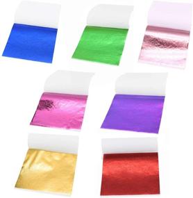 img 4 attached to Vibrant 350 Sheets AIPP Multi-Color Imitation Gold Leaf Foil Paper for DIY 🌈 Crafts, Slime & Nail Art, Painting, Statues, and Home Decor - 3.15 x 3.35 Inches