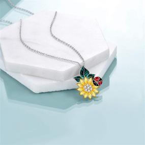 img 3 attached to 🌻 S925 Sterling Silver Sunflower Necklace: Gorgeous Ladybug Pendant Jewelry Gift for Girlfriend and Mom