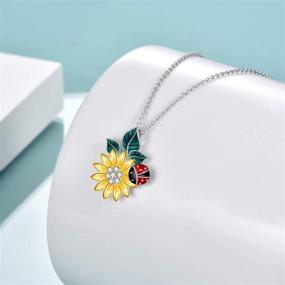 img 2 attached to 🌻 S925 Sterling Silver Sunflower Necklace: Gorgeous Ladybug Pendant Jewelry Gift for Girlfriend and Mom