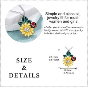 img 1 attached to 🌻 S925 Sterling Silver Sunflower Necklace: Gorgeous Ladybug Pendant Jewelry Gift for Girlfriend and Mom