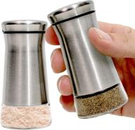 enhance your seasoning experience with premium stainless steel salt and pepper shakers – adjustable pour holes for versatile dispensing – ideal for himalayan, kosher, and sea salts plus spices logo