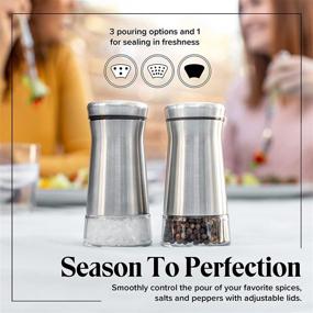 img 3 attached to Enhance Your Seasoning Experience with Premium Stainless Steel Salt and Pepper Shakers – Adjustable Pour Holes for Versatile Dispensing – Ideal for Himalayan, Kosher, and Sea Salts Plus Spices