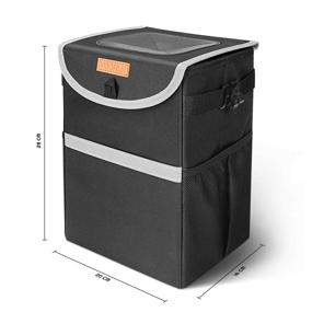 img 1 attached to 🚗 YOOFAN Waterproof Car Trash Can: Premium Car Waste Basket with Lid, 3 Storage Pockets, and 2 Side Clips
