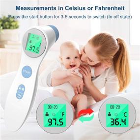 img 2 attached to 🌡️ Точный бесконтактный термометр для лба для взрослых и младенцев - медицинский инфракрасный термометр с тревогой о лихорадке для использования в помещении и на улице - мгновенные показания для младенцев и детей