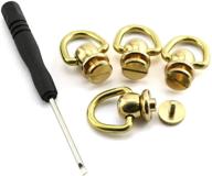 brass ball studs rivets: hj garden 4pcs with d-ring buckle for diy leather crafts - 12x28mm with mini screwdriver logo