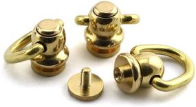 img 2 attached to Brass Ball Studs Rivets: HJ Garden 4pcs with D-Ring Buckle for DIY Leather Crafts - 12x28mm with Mini Screwdriver