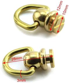 img 3 attached to Brass Ball Studs Rivets: HJ Garden 4pcs with D-Ring Buckle for DIY Leather Crafts - 12x28mm with Mini Screwdriver