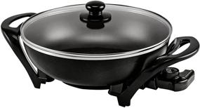 img 4 attached to Ovente 13-inch Electric Kitchen Skillet: Nonstick Aluminum Coated Surface, Glass Lid Cover, Temperature Control & Handle. Compact, Easy Clean. Black SK3113B