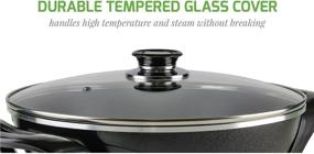 img 2 attached to Ovente 13-inch Electric Kitchen Skillet: Nonstick Aluminum Coated Surface, Glass Lid Cover, Temperature Control & Handle. Compact, Easy Clean. Black SK3113B