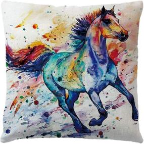 img 2 attached to 🐴 ULOVE LOVE YOURSELF Watercolor Horse Throw Pillow Cases: Vibrant Ink Painting Decor for Your Home - 18x18-Inch Square Cushion Cover Set of 4 (Watercolor Horse Design)
