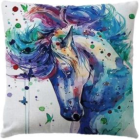 img 3 attached to 🐴 ULOVE LOVE YOURSELF Watercolor Horse Throw Pillow Cases: Vibrant Ink Painting Decor for Your Home - 18x18-Inch Square Cushion Cover Set of 4 (Watercolor Horse Design)