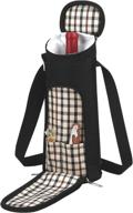 🍷 insulated wine bottle tote with corkscrew & bottle stopper by picnic at ascot - crafted & assembled in the usa логотип