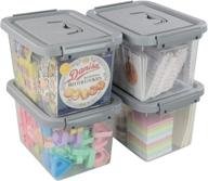 ggbin 6 quart clear latch storage box - set of 4 with grey handle and latches logo