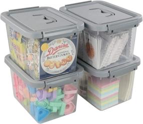 img 4 attached to Ggbin 6 Quart Clear Latch Storage Box - Set of 4 with Grey Handle and Latches