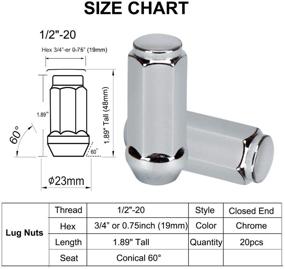 img 3 attached to 🔧 MuHize 1/2x20 Шестигранные гайки: Набор из 20 штук хромированных колесных гаек с ключом - Улучшенная версия | Совместимы с Jeep Wrangler TJ YJ CJ JK, грузовиками Ford