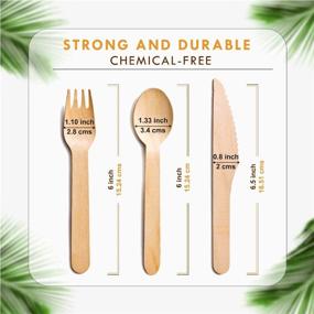 img 3 attached to 🍽️ Raj Disposable Wooden Cutlery - Durable Party Utensils Similar to Bamboo - Stylish Biodegradable Tableware for Lunch, Dinner, Birthday, Camping, Outdoor BBQ (300 Count, Forks, Knives, Spoons)