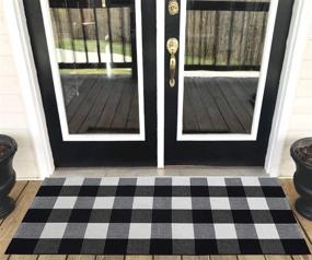 img 4 attached to 🏡 LEVINIS Buffalo Plaid Rug Outdoor - Retro Farmhouse Tartan Checkered Plaid Rug: Black and White Hand-Woven Washable Floor Rug for Kitchen, Bathroom, Entry Way, Laundry Room - 23.6'' x 51.2''