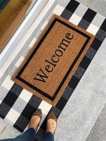 img 2 attached to 🏡 LEVINIS Buffalo Plaid Rug Outdoor - Retro Farmhouse Tartan Checkered Plaid Rug: Black and White Hand-Woven Washable Floor Rug for Kitchen, Bathroom, Entry Way, Laundry Room - 23.6'' x 51.2''