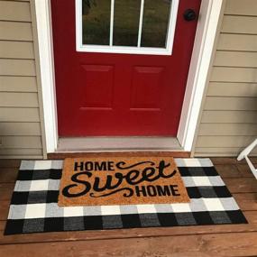 img 3 attached to 🏡 LEVINIS Buffalo Plaid Rug Outdoor - Retro Farmhouse Tartan Checkered Plaid Rug: Black and White Hand-Woven Washable Floor Rug for Kitchen, Bathroom, Entry Way, Laundry Room - 23.6'' x 51.2''