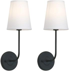 img 3 attached to Pathson 2-Pack Vintage Industrial Wall Sconce with White Fabric Lamp Shade, 1-Light, Matte Black Finish – Ideal Indoor Wall Light Fixtures for Bedroom, Living Room (Black)