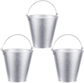 img 2 attached to 🍺 Juvale 3-Pack Galvanized Metal Ice Bucket Pails for Beer, Drinks & Party Decorations - 7 Inches