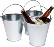 🍺 juvale 3-pack galvanized metal ice bucket pails for beer, drinks & party decorations - 7 inches logo