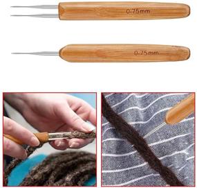 img 1 attached to 🧶 2-Pack Crochet Hooks for Dreadlocks, Hair Crochet Needle with Steel Hook Lock and Bamboo Handle for Braid Craft, 2pcs (0.75mm/1 Hook, 0.75mm/2 Hook)