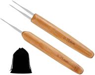 🧶 набор из 2 крючков для косичек, вязальная игла для волос с стальным крючком и бамбуковой ручкой для плетения, 2 шт (0.75мм/1 крючок, 0.75мм/2 крючок) логотип