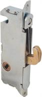 🔒 adjustable mortise lock for sliding patio doors - slide-co 15410-f, spring-loaded hook latch, ideal for wood, aluminum, and vinyl construction, 3-11/16” projection, 45 degree keyway, round face logo