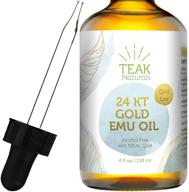 🌿✨ teak naturals 24k gold line series: organic australian emu oil, 4 oz – enhanced with 24 karat gold logo