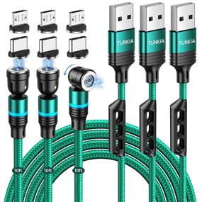 img 4 attached to 🔌 540° Magnetic Charging Cable - 10ft Nylon Braided 3-in-1 Magnetic Charger for Micro USB & Type C Devices