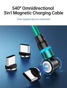 img 3 attached to 🔌 540° Magnetic Charging Cable - 10ft Nylon Braided 3-in-1 Magnetic Charger for Micro USB & Type C Devices
