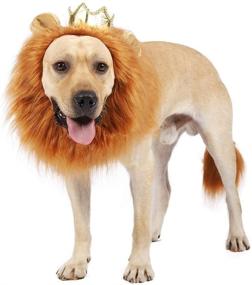 img 3 attached to 🦁 King of the Bark: Dog Lion Mane Costume with Crown - Perfect Pet Wig for Halloween & Christmas Parties - Adjustable Elastic Strap - Fits Medium to Large Sized Dogs