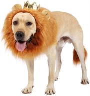 🦁 king of the bark: dog lion mane costume with crown - perfect pet wig for halloween & christmas parties - adjustable elastic strap - fits medium to large sized dogs логотип