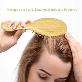 img 1 attached to Bamboo Paddle Hairbrush with Gentle Detangling Bristles - Massaging Scalp Hair Brush for Effortless Styling