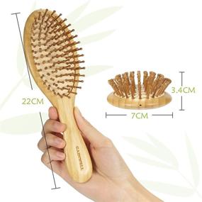 img 2 attached to Bamboo Paddle Hairbrush with Gentle Detangling Bristles - Massaging Scalp Hair Brush for Effortless Styling