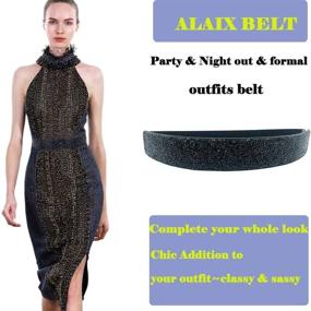 img 2 attached to Sparkle and Shine at Parties: ALAIX Women's Stretchy Dress Belt with Bling Rhinestones - Elastic Waist Belt for a Shiny Look!