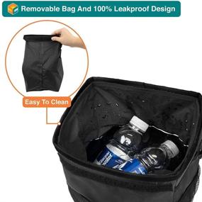 img 2 attached to 🚗 Premium SUN CUBE Car Trash Can: Lid, Mesh Pockets, Waterproof Hanging Bin for a Clean Car Interior - Black
