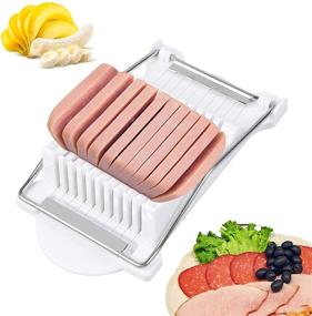 img 4 attached to 🔪 Durable Stainless Steel Spam Slicer Luncheon Meat Cutter - Ideal for Soft Foods, Eggs, Fruits, Cheese, Sushi, and Canned Meats - 10 Wire Stainless Steel Kitchen Splitter