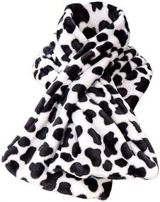 img 4 attached to Winter Warm Flannel Fleece Cow Print Scarf - Cozy and Stylish Accessory for Cold Days