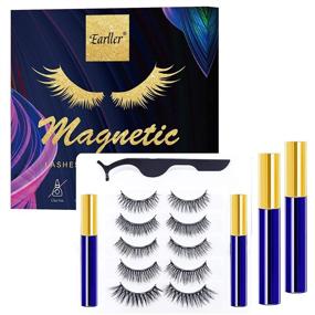 img 4 attached to EARLLER 2021 Magnetic Eyelashes with Eyeliner Kit: 5 Pairs, Natural Look False Lashes with Applicator - Glue-Free & Easy Application, 3D & 5D Reusable Short and Long Set