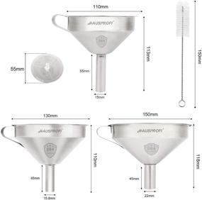 img 2 attached to 👌 HAUSPROFI Stainless Steel Funnel Set - 3pcs 304 Stainless Steel Kitchen Funnel with Removal Strainer and Food Filter - Perfect for Transferring Liquids, Making Oil, and Jam - Sizes 4.33"/5.11"/5.9