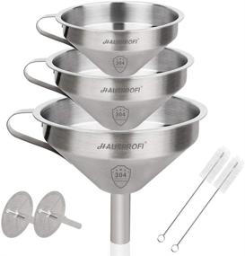 img 4 attached to 👌 HAUSPROFI Stainless Steel Funnel Set - 3pcs 304 Stainless Steel Kitchen Funnel with Removal Strainer and Food Filter - Perfect for Transferring Liquids, Making Oil, and Jam - Sizes 4.33"/5.11"/5.9